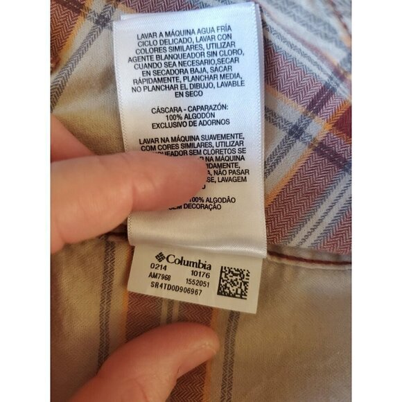 Columbia Shirt Men's Size XXL 2X Button Up Long Sleeve Beige rust Color Cotton - Picture 9 of 10